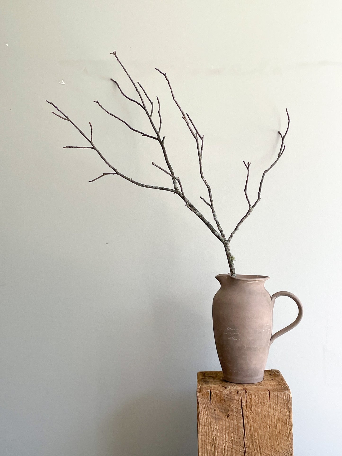 Earth Collection Handmade Ceramic Pitcher Vase displayed with branches