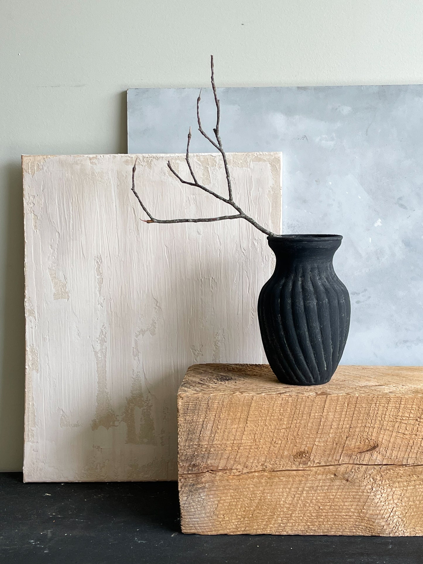 midnight| aged black textured decorative vase 29