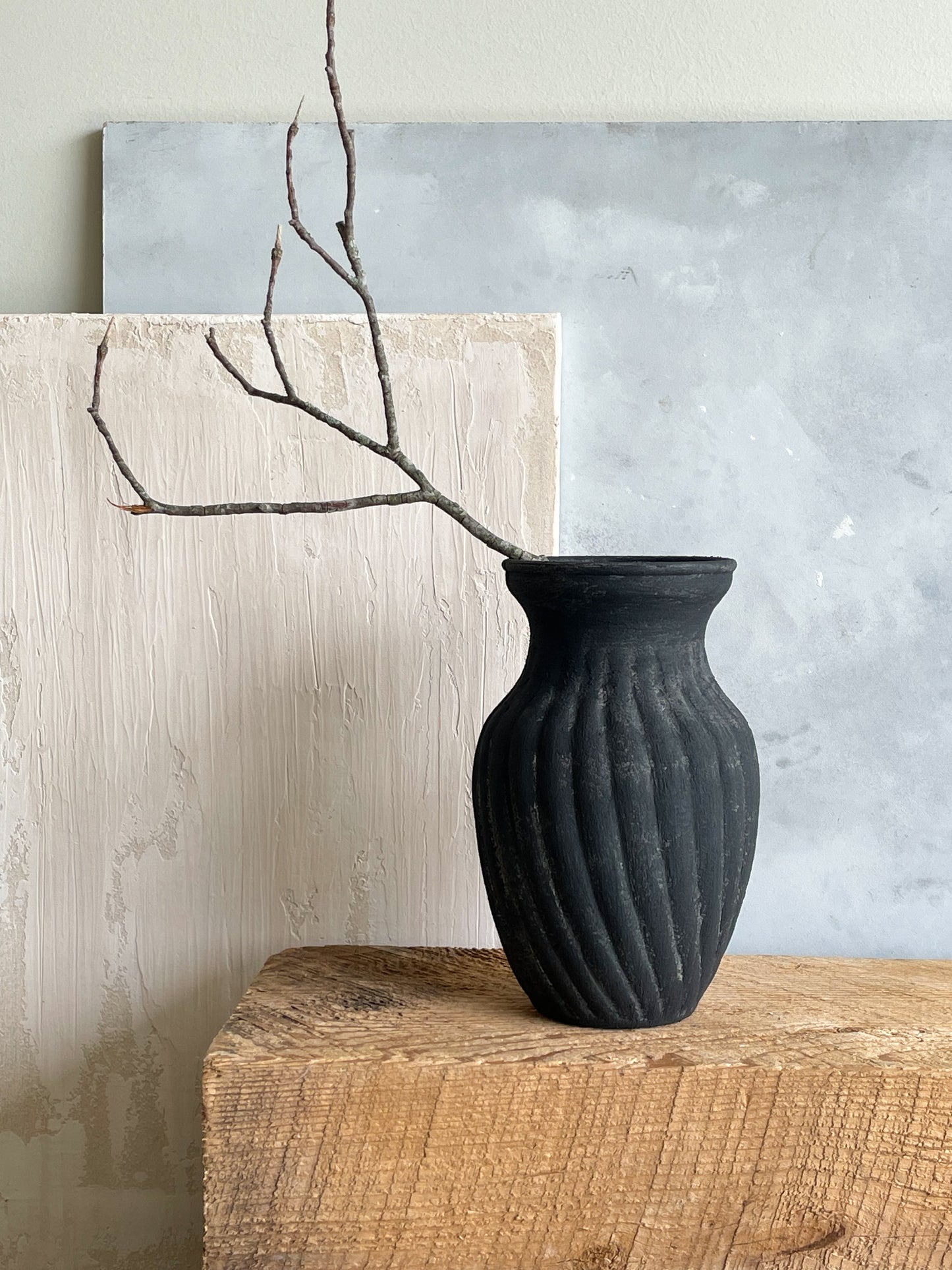 midnight| aged black textured decorative vase 29