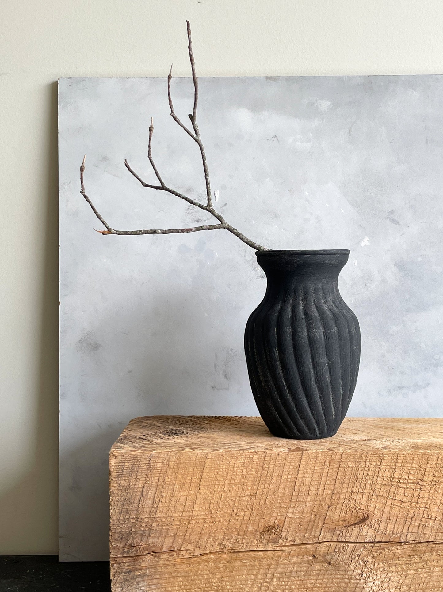midnight| aged black textured decorative vase 29