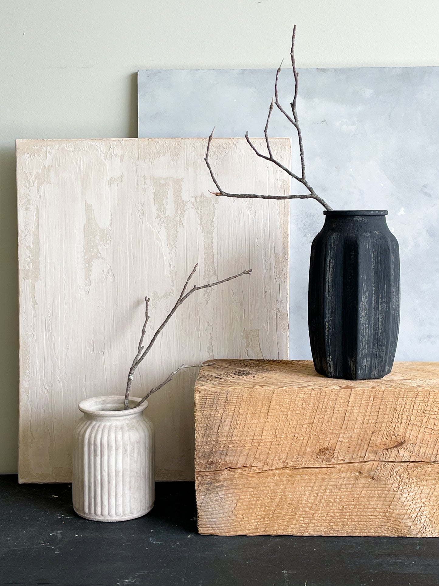 midnight| aged black textured decorative vase 21