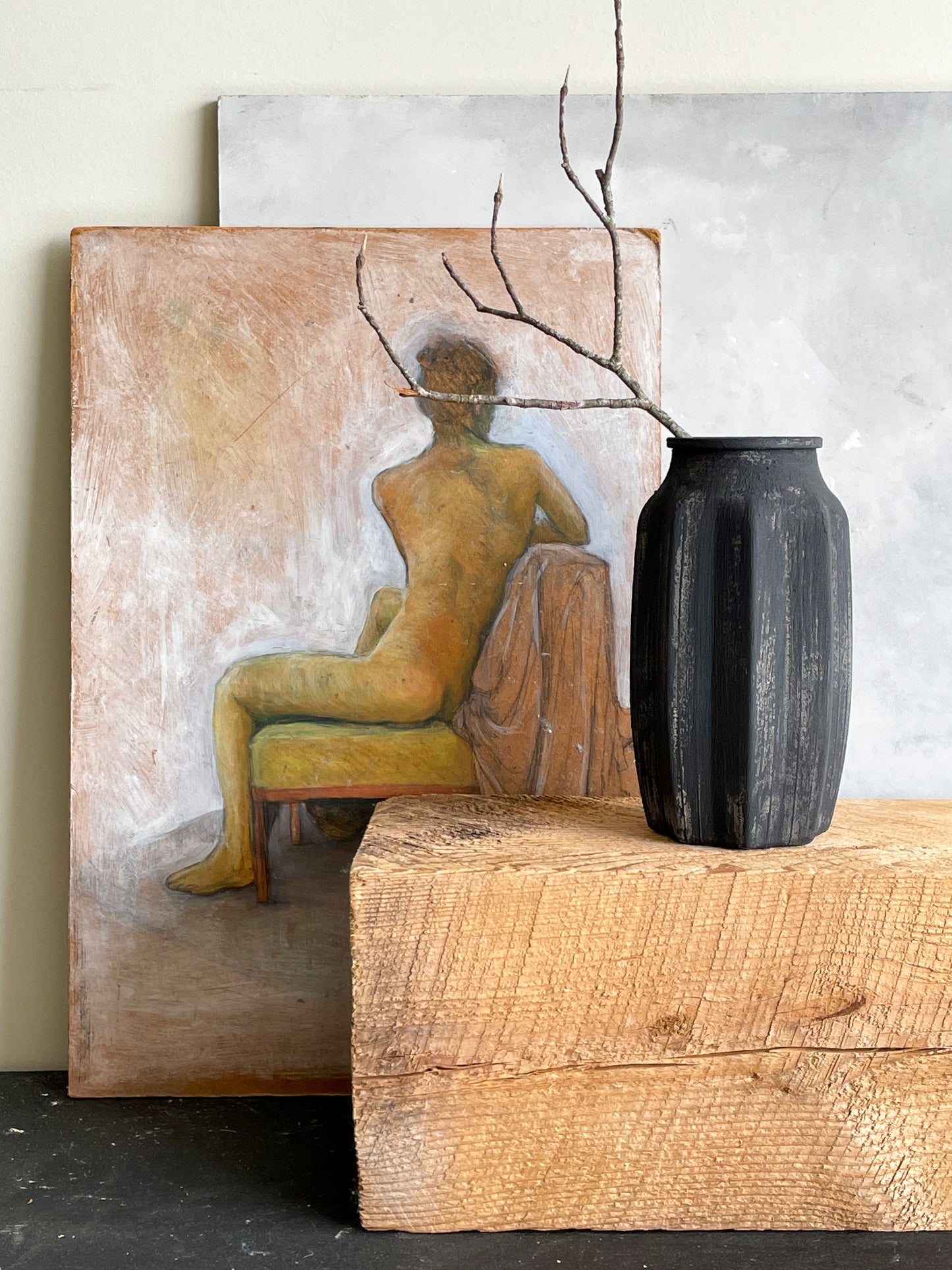midnight| aged black textured decorative vase 21