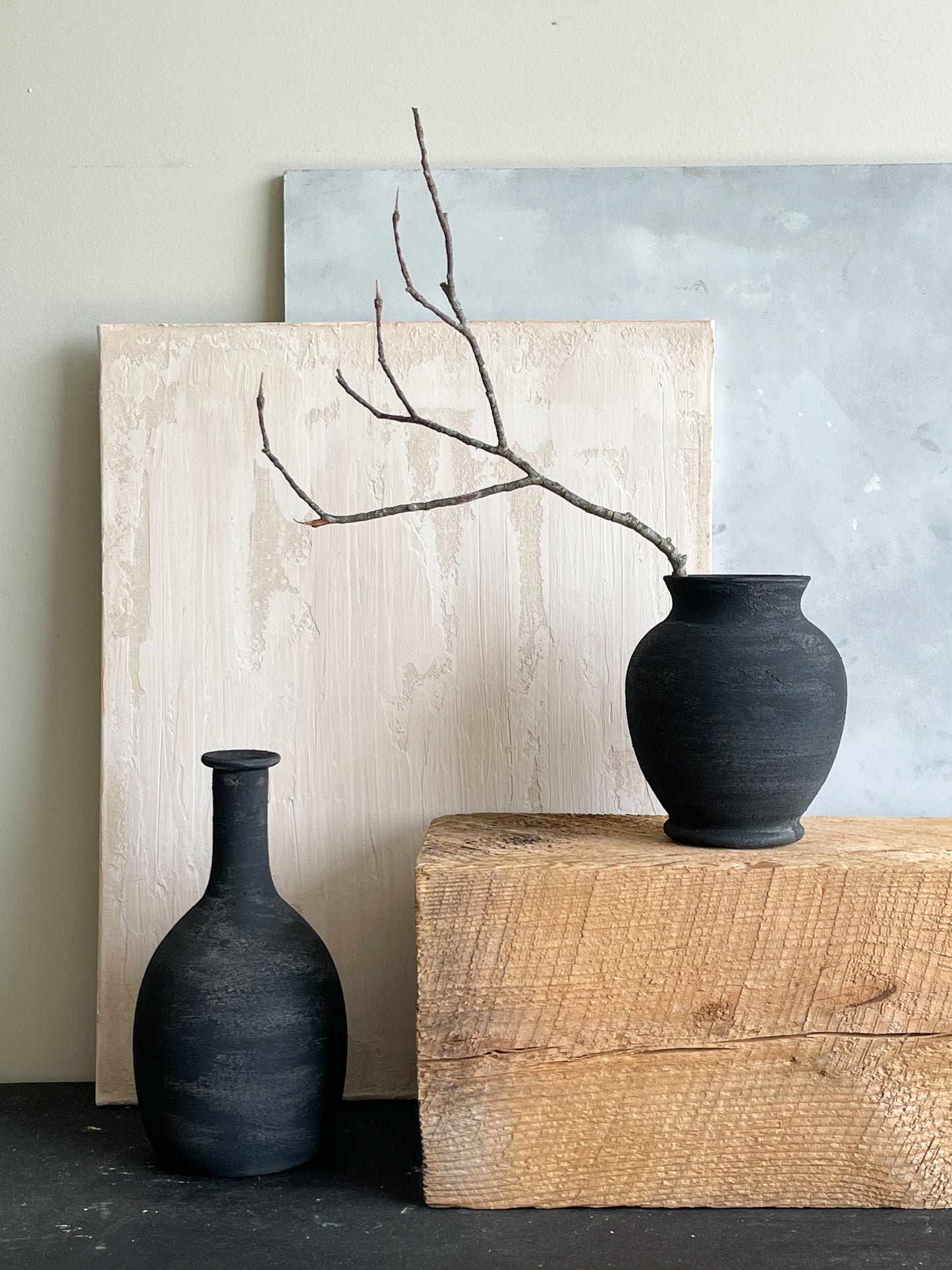 midnight| aged black textured decorative vase 23