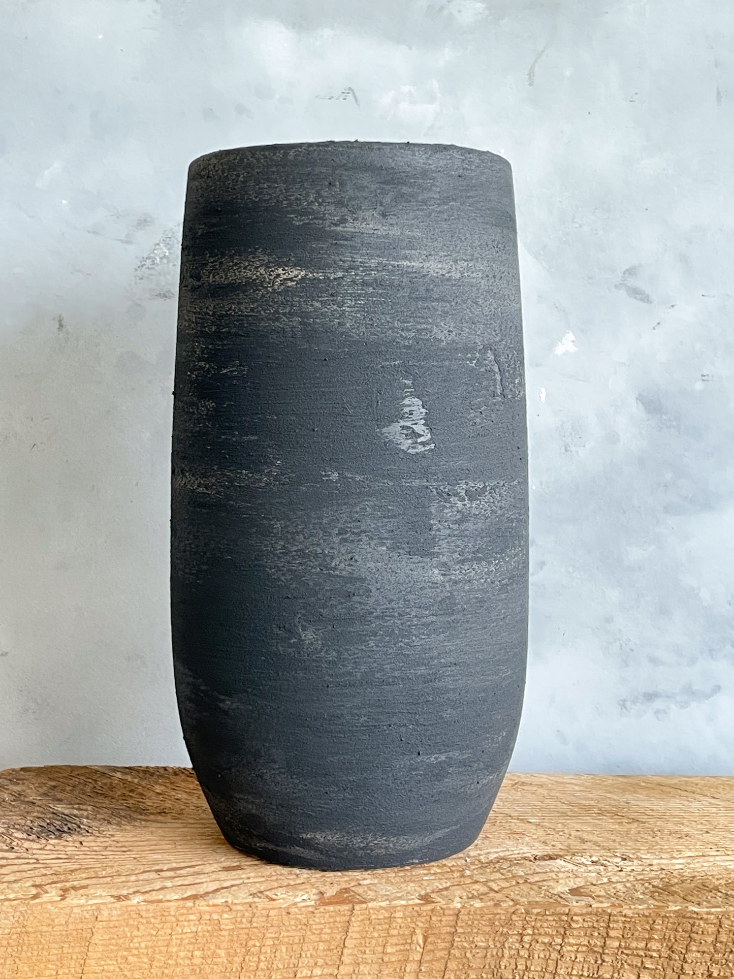 midnight| large aged black textured decorative vase 32
