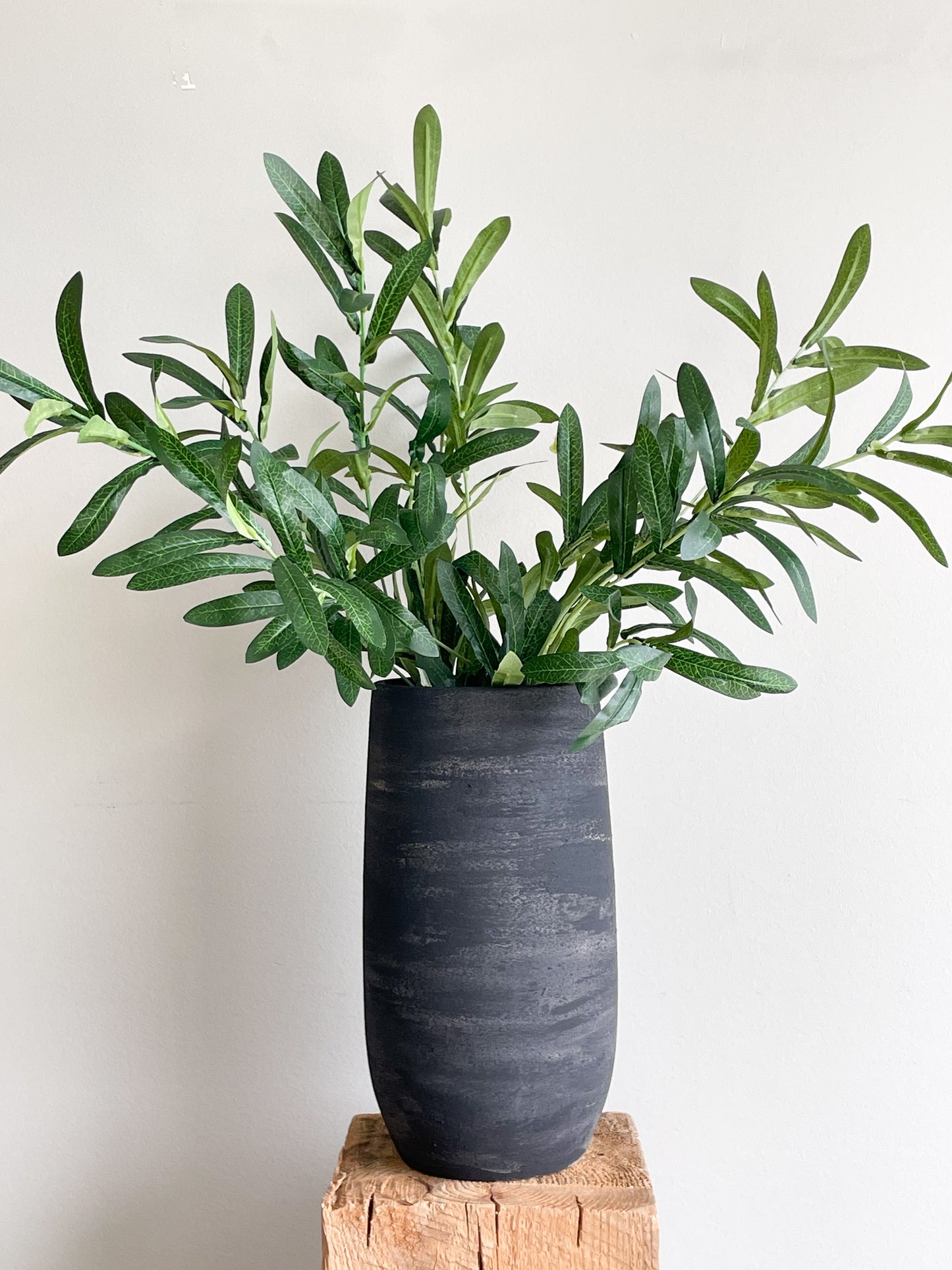 midnight| large aged black textured decorative vase 32