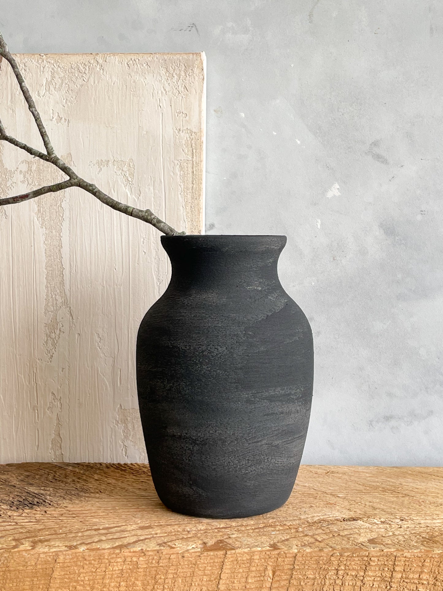 midnight| aged black textured decorative vase 24