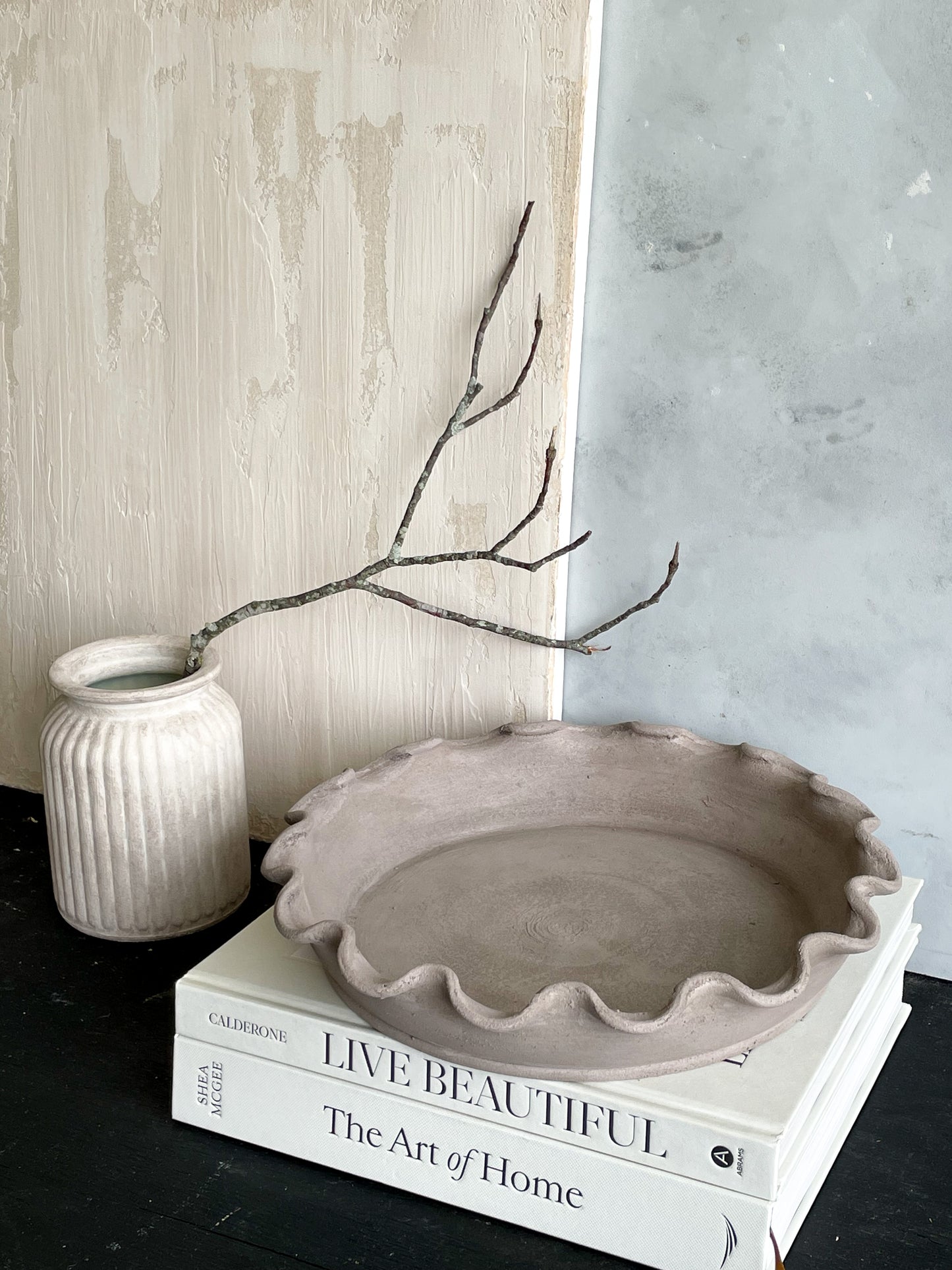 Handmade Ceramic Tray from Earth Collection in a styled vignette
