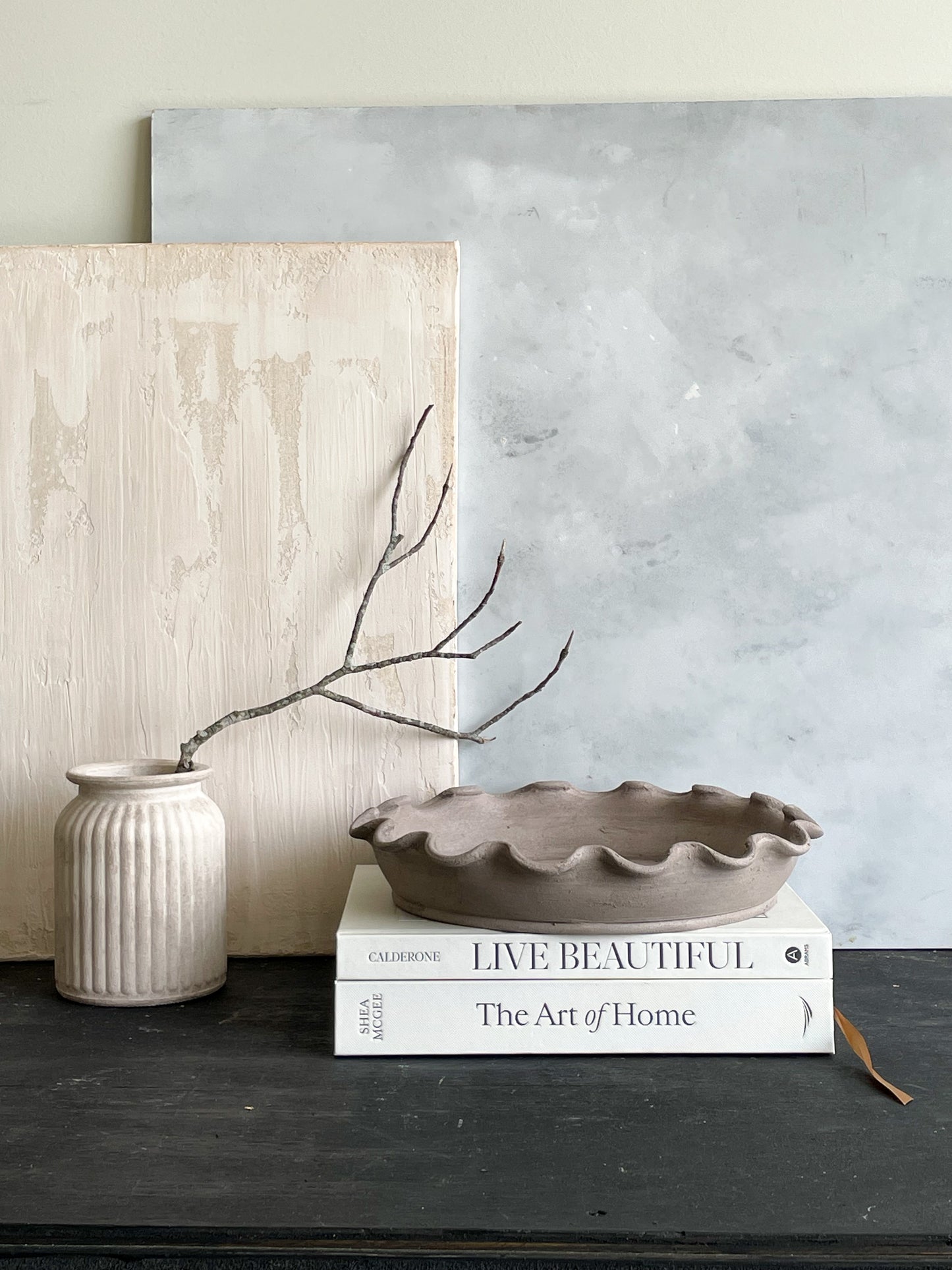 Earth Collection Handmade Ceramic Decorative Tray - 11.75" wide x 2" high