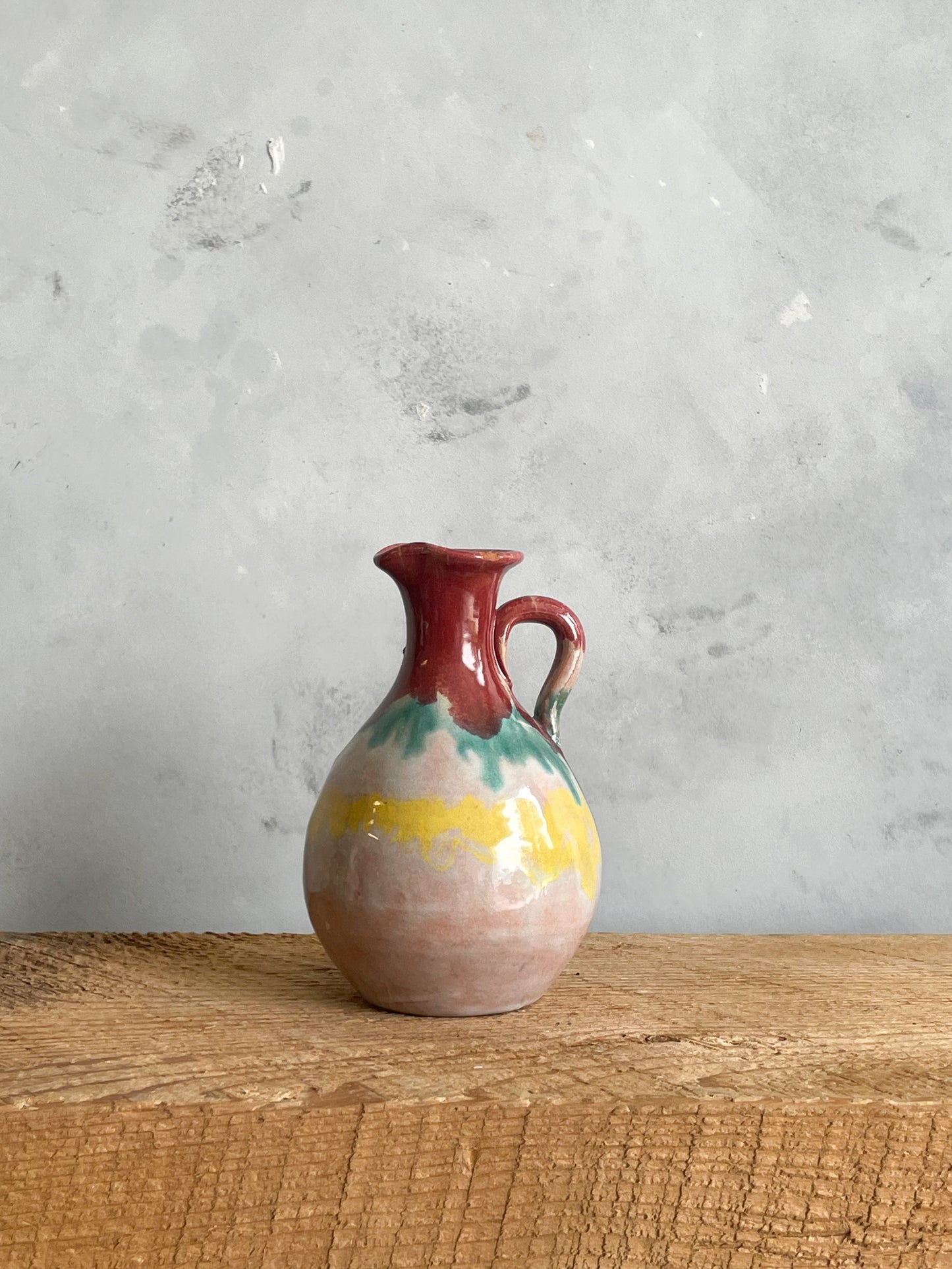 vintage small ceramic colorful pitcher bud vase
