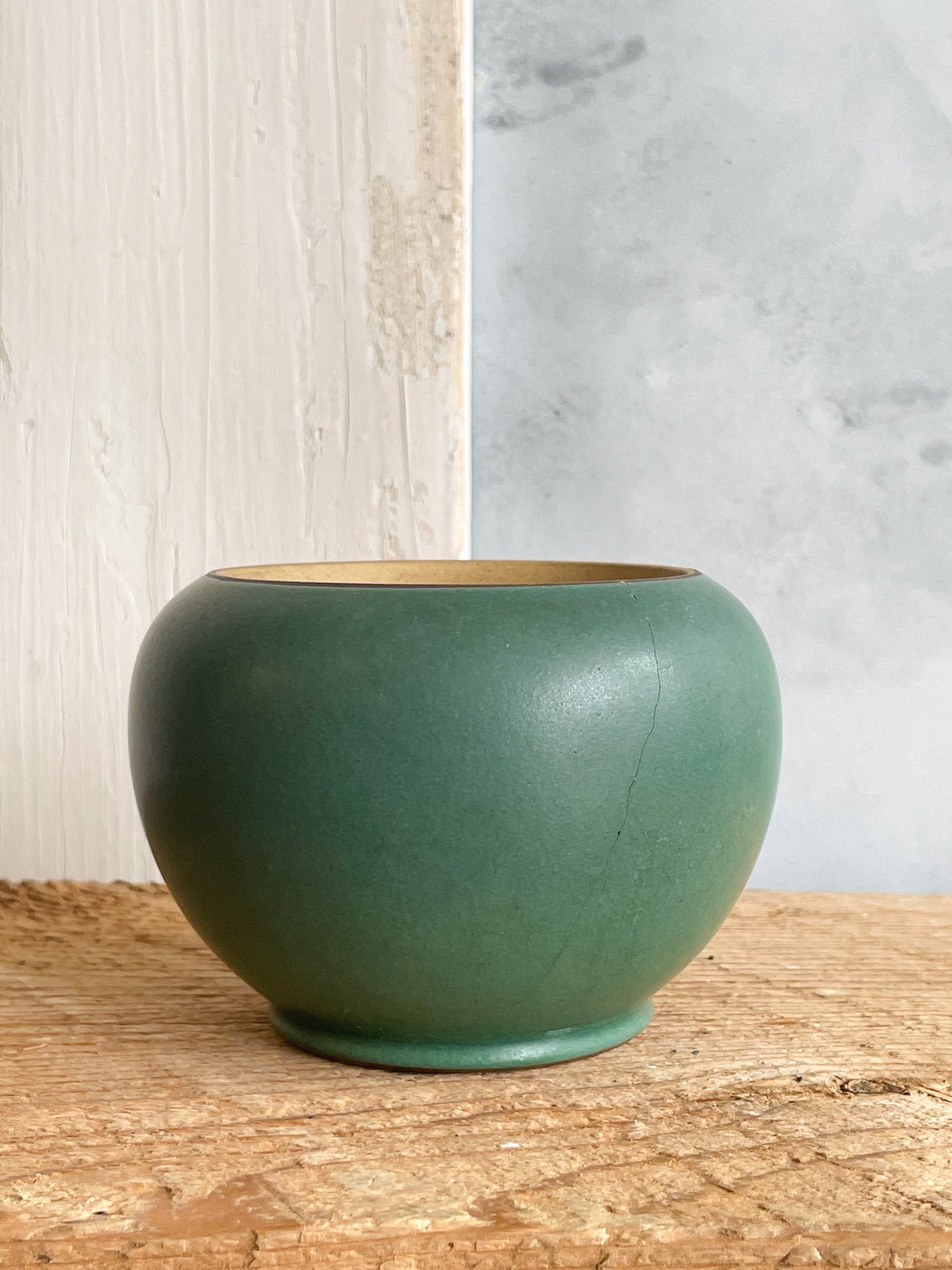 vintage small teal ceramic vase