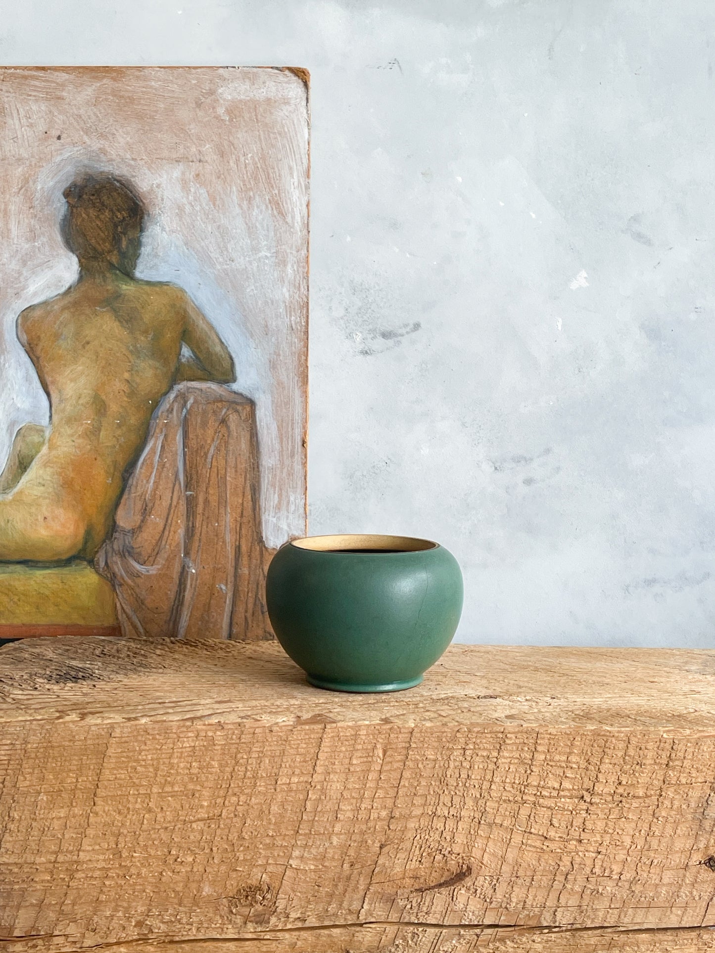 vintage small teal ceramic vase