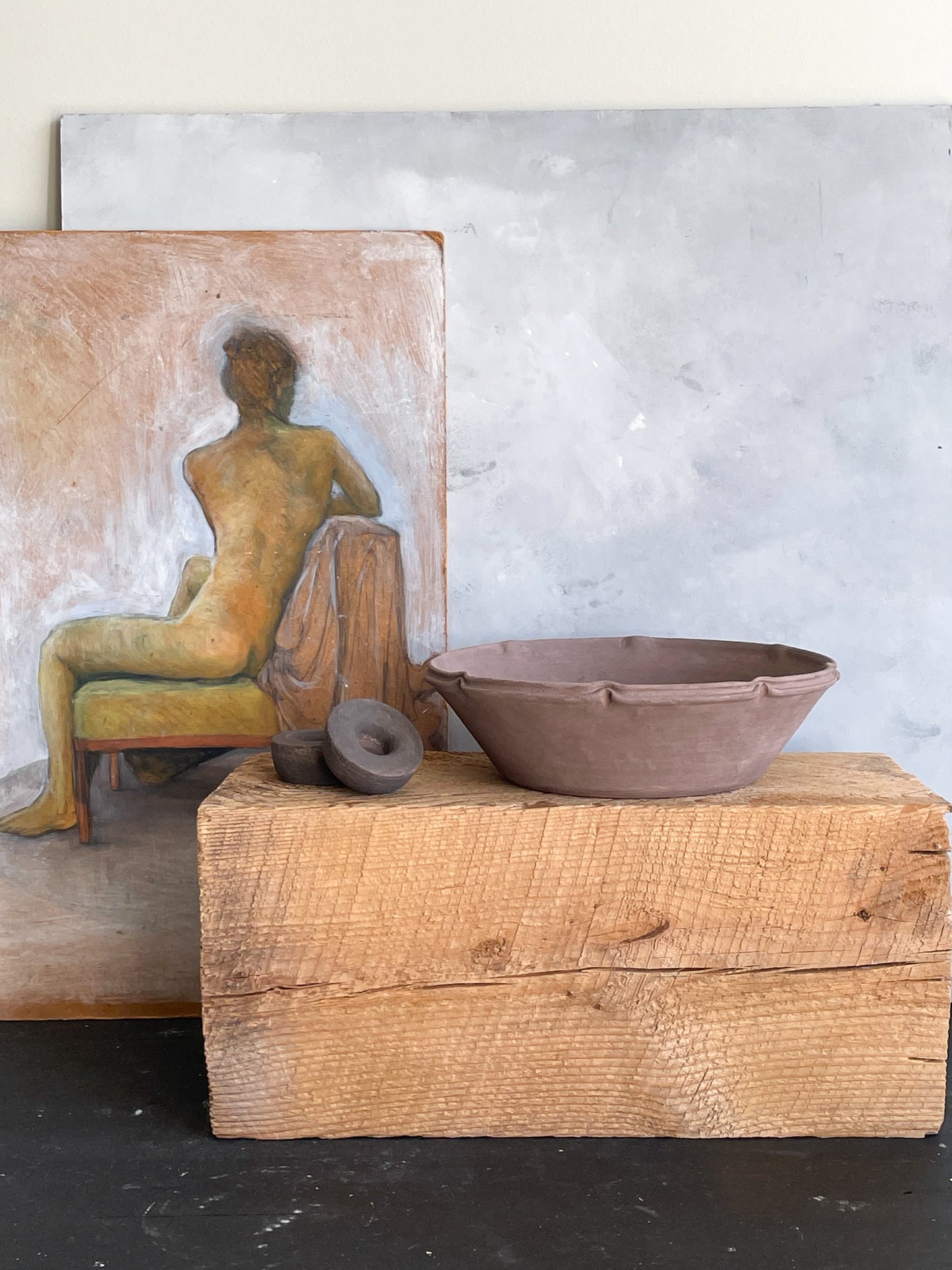 Handmade Ceramic Dish from Earth Collection on a styled shelf