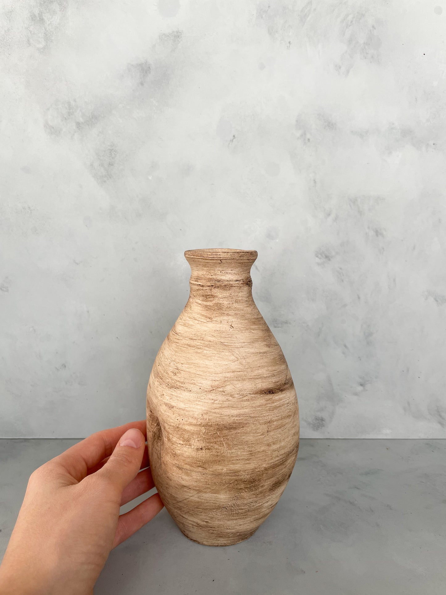 Close-up of Hand-Finished Detail on Small Ceramic Vase