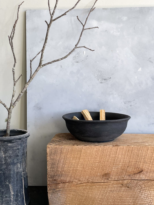 midnight| aged black textured decorative bowl 03