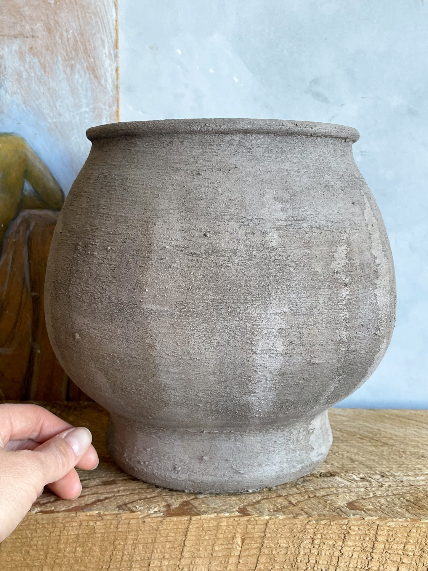 Close-up of Hand-Finished Detail on Rustic Vase