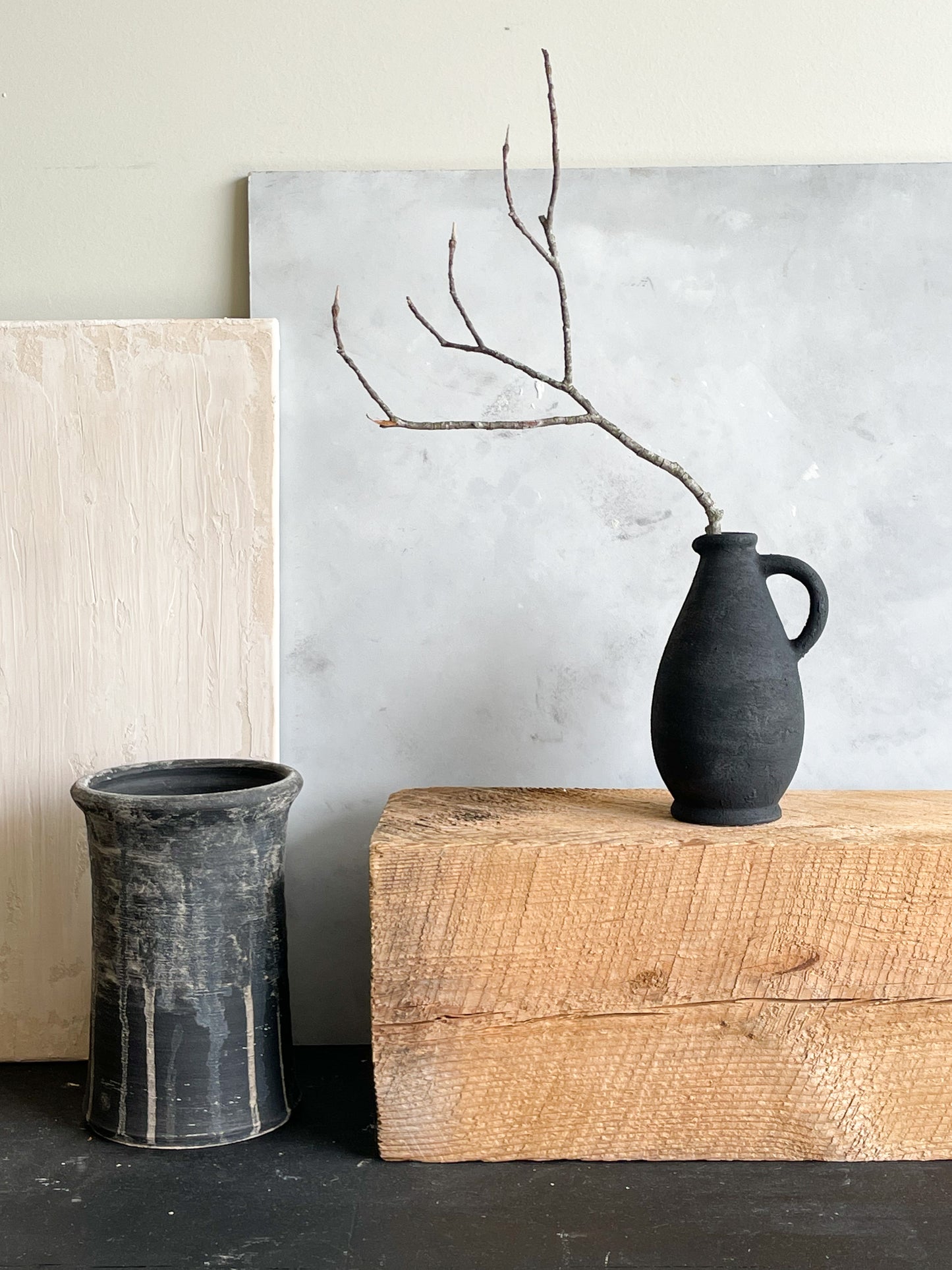 midnight| rustic black textured decorative bud vase 20