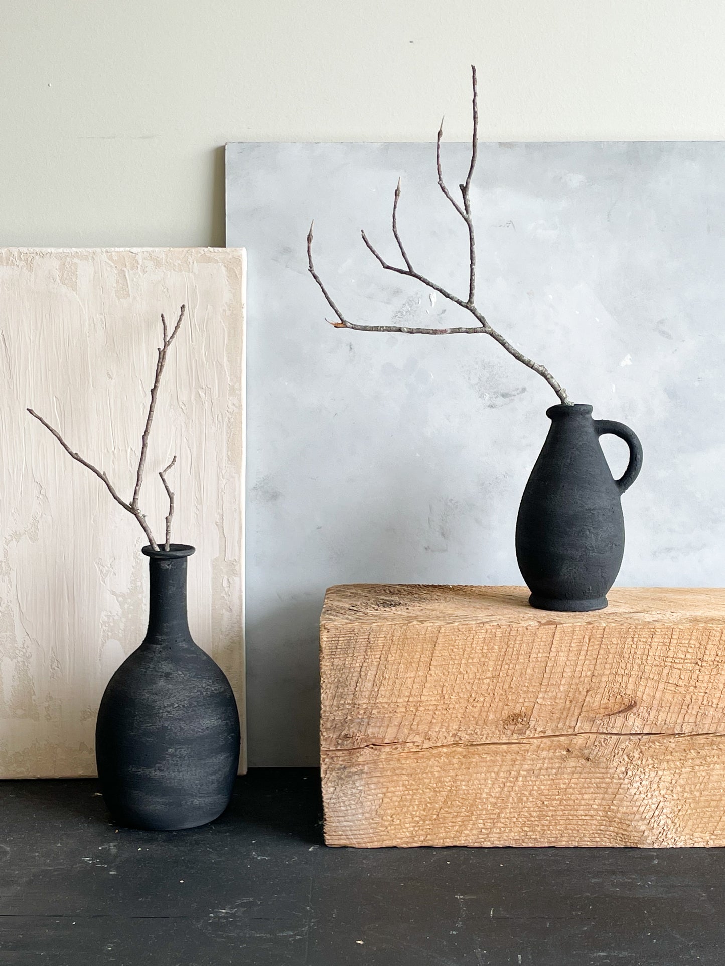 midnight| rustic black textured decorative bud vase 20