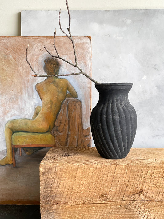 midnight| aged black textured decorative vase 29