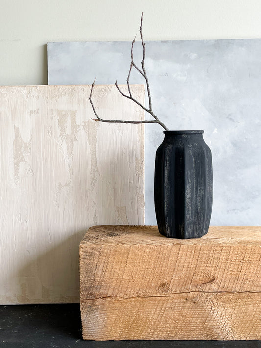 midnight| aged black textured decorative vase 21