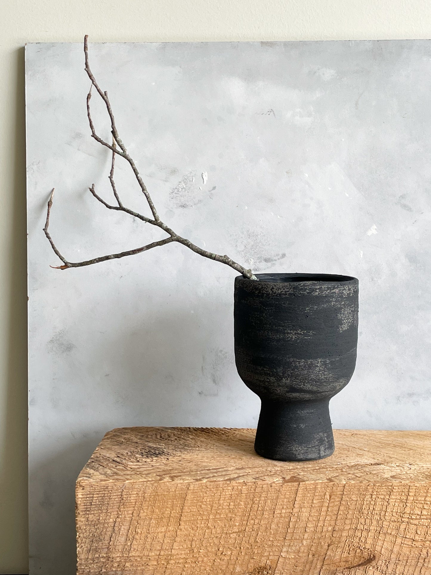 midnight| aged black textured decorative planter vase 30