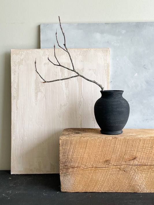 midnight| aged black textured decorative vase 23