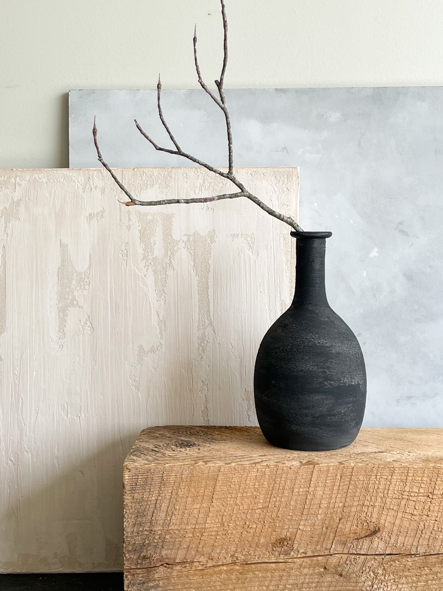 midnight| aged black textured decorative vase 31