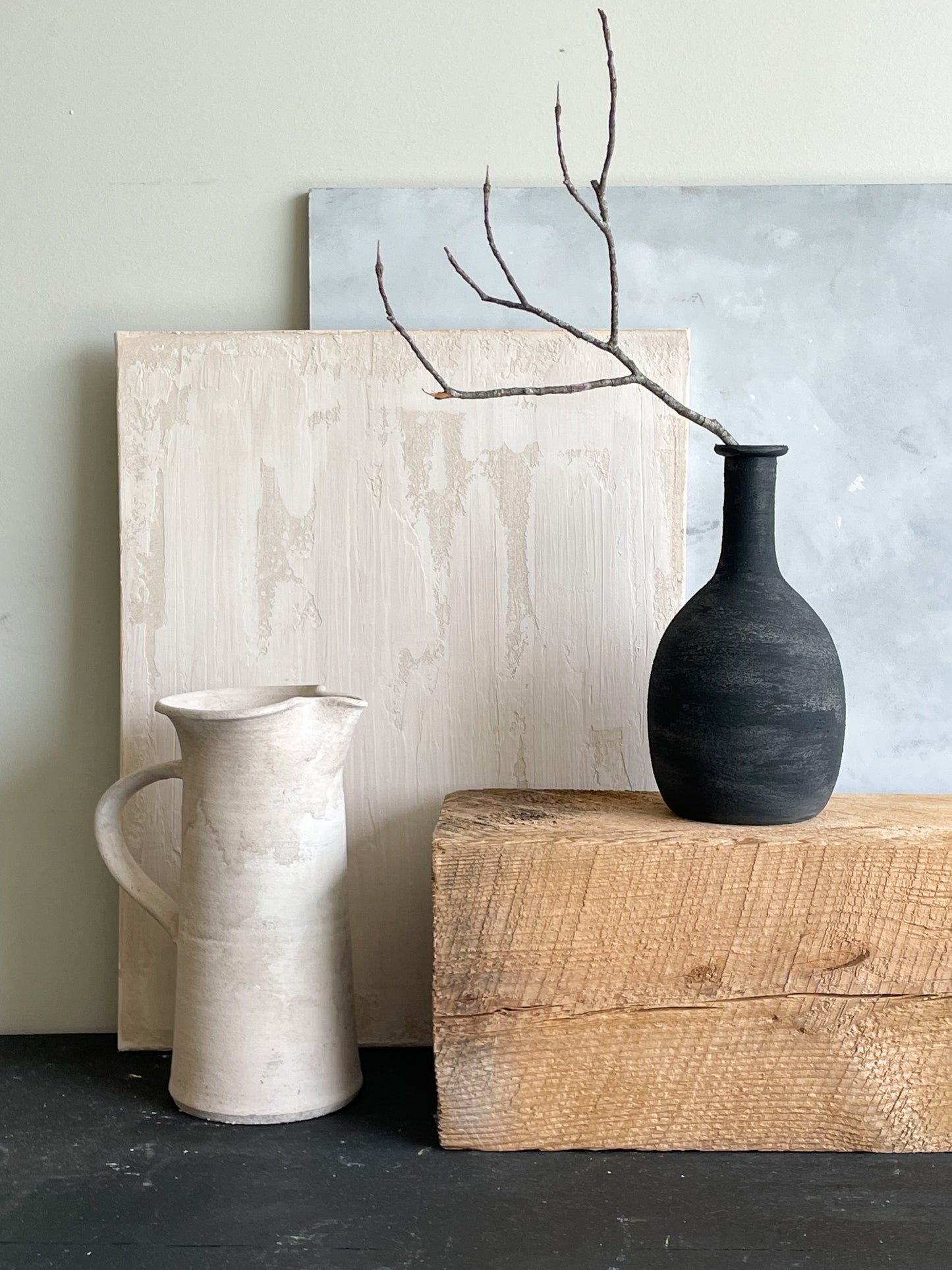 midnight| aged black textured decorative vase 31