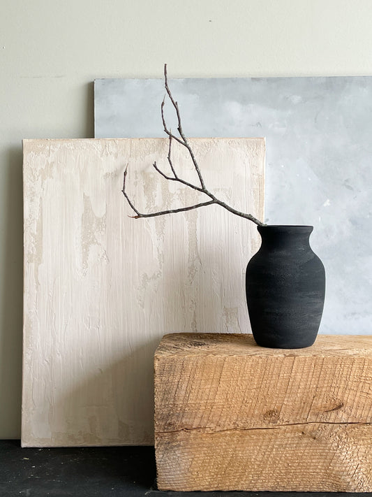 midnight| aged black textured decorative vase 24