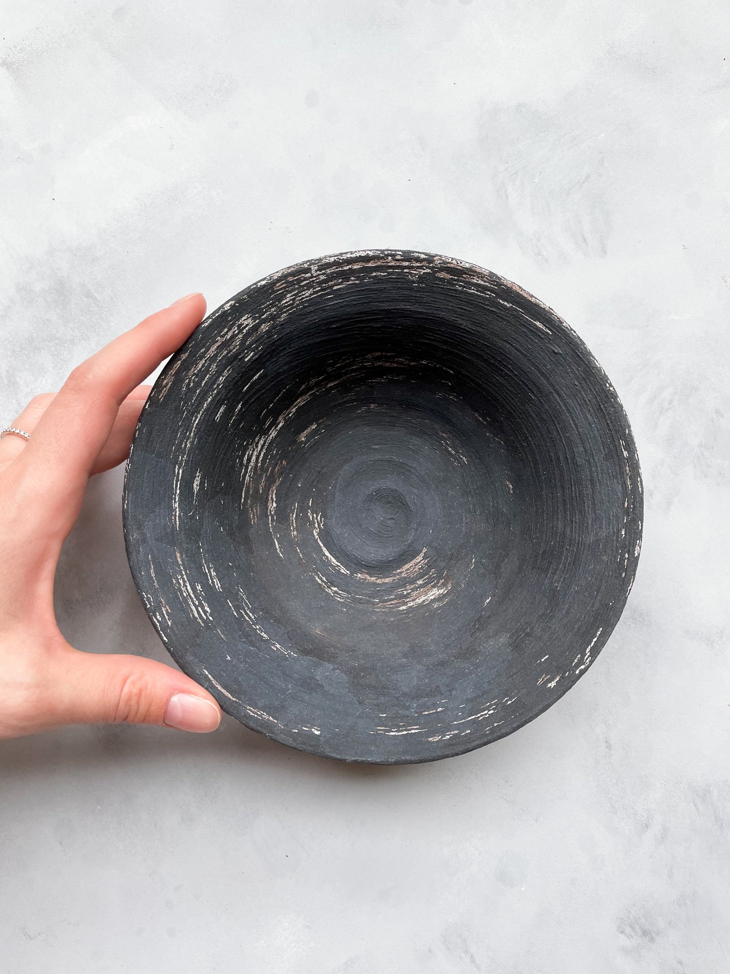 midnight| aged black textured decorative bowl 01