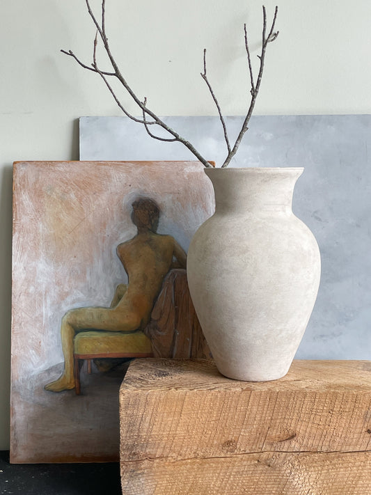 milos| rustic white textured large vase 27