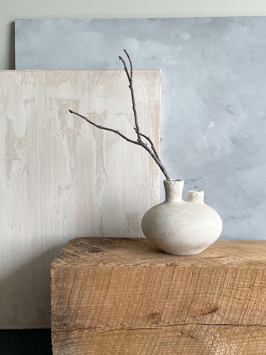 milos| rustic white textured vase 25