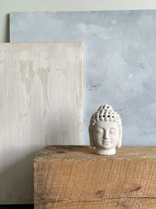 milos| rustic white textured buddha statue