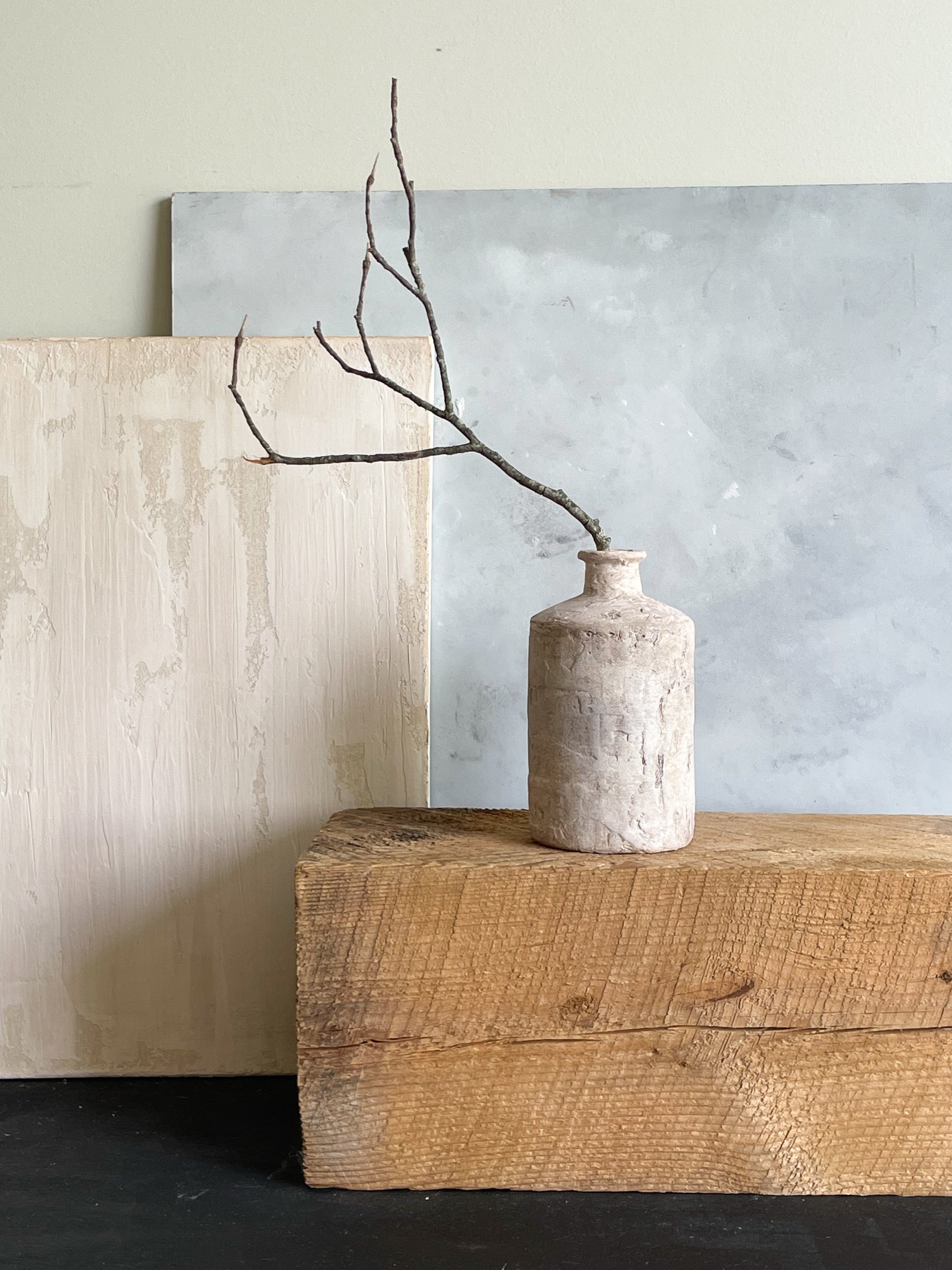 Hand-finished rustic white textured vase from the Milos Collection.