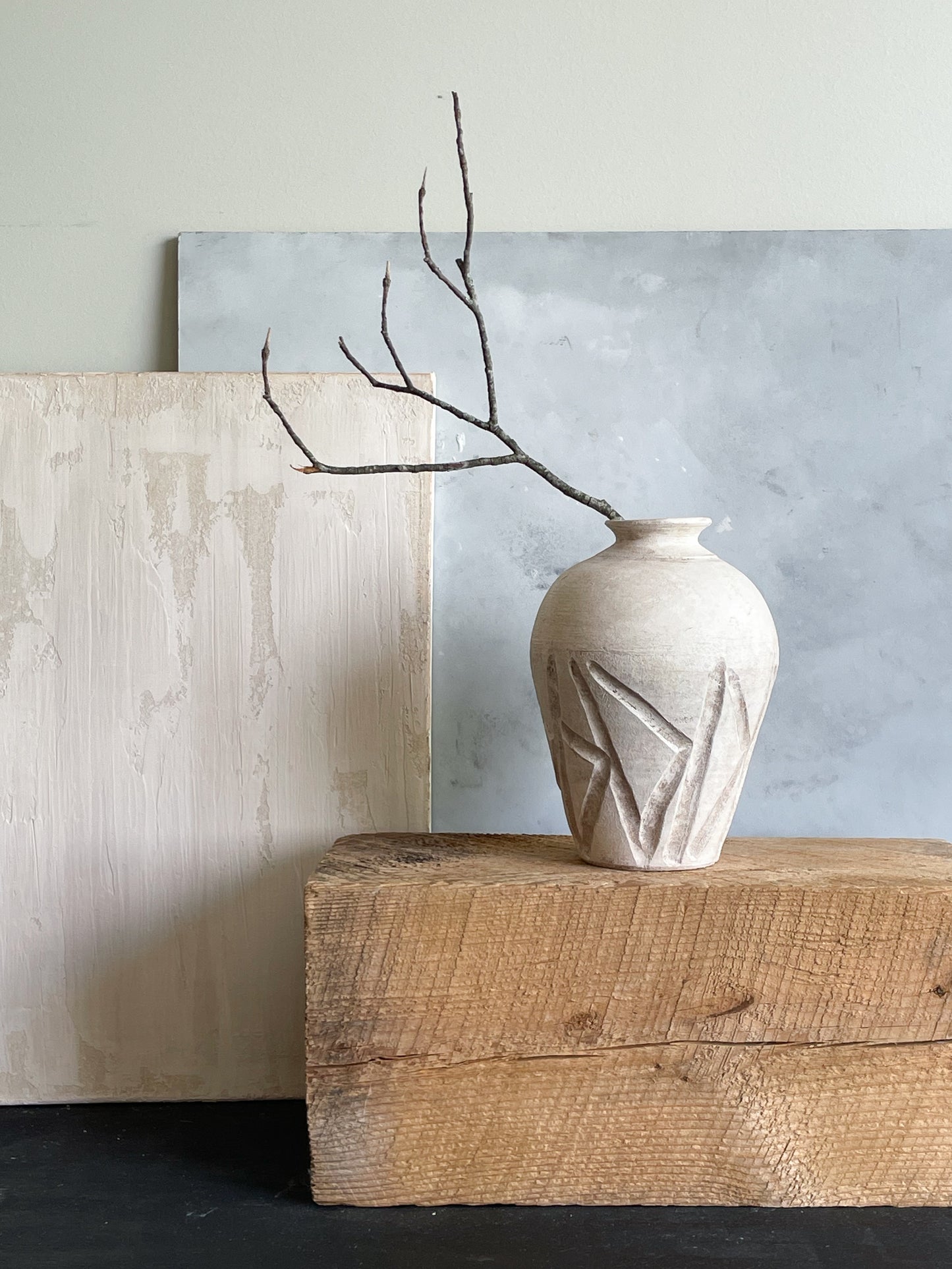 milos| rustic white textured vase 33