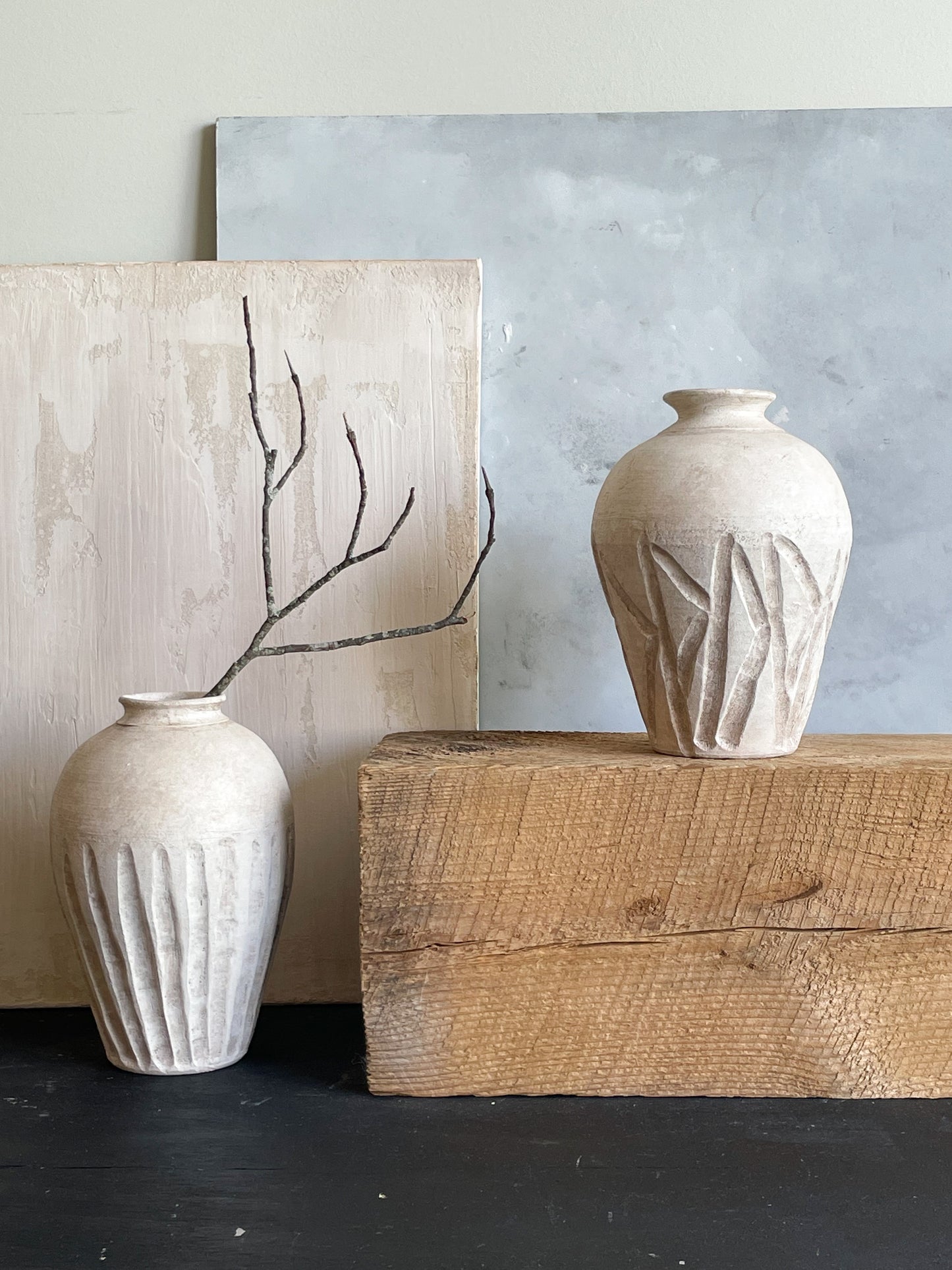 milos| rustic white textured vase 33