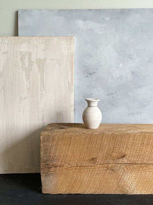 Hand-finished rustic white textured mini vase from the Milos Collection.