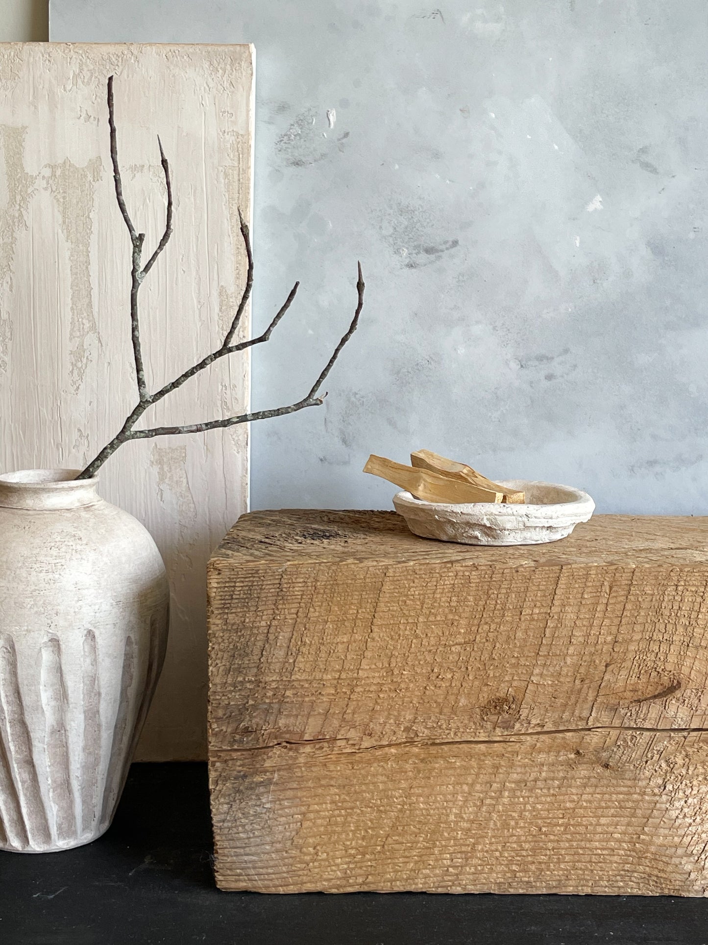 Artisanal handmade cement dish from the Milos Collection, blending rustic charm with a minimalist design. Perfect for home decor or as a catchall.