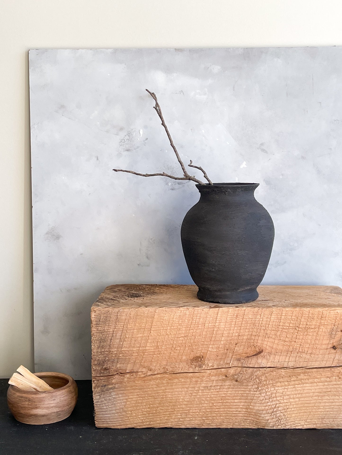 midnight| rustic black textured vase 16