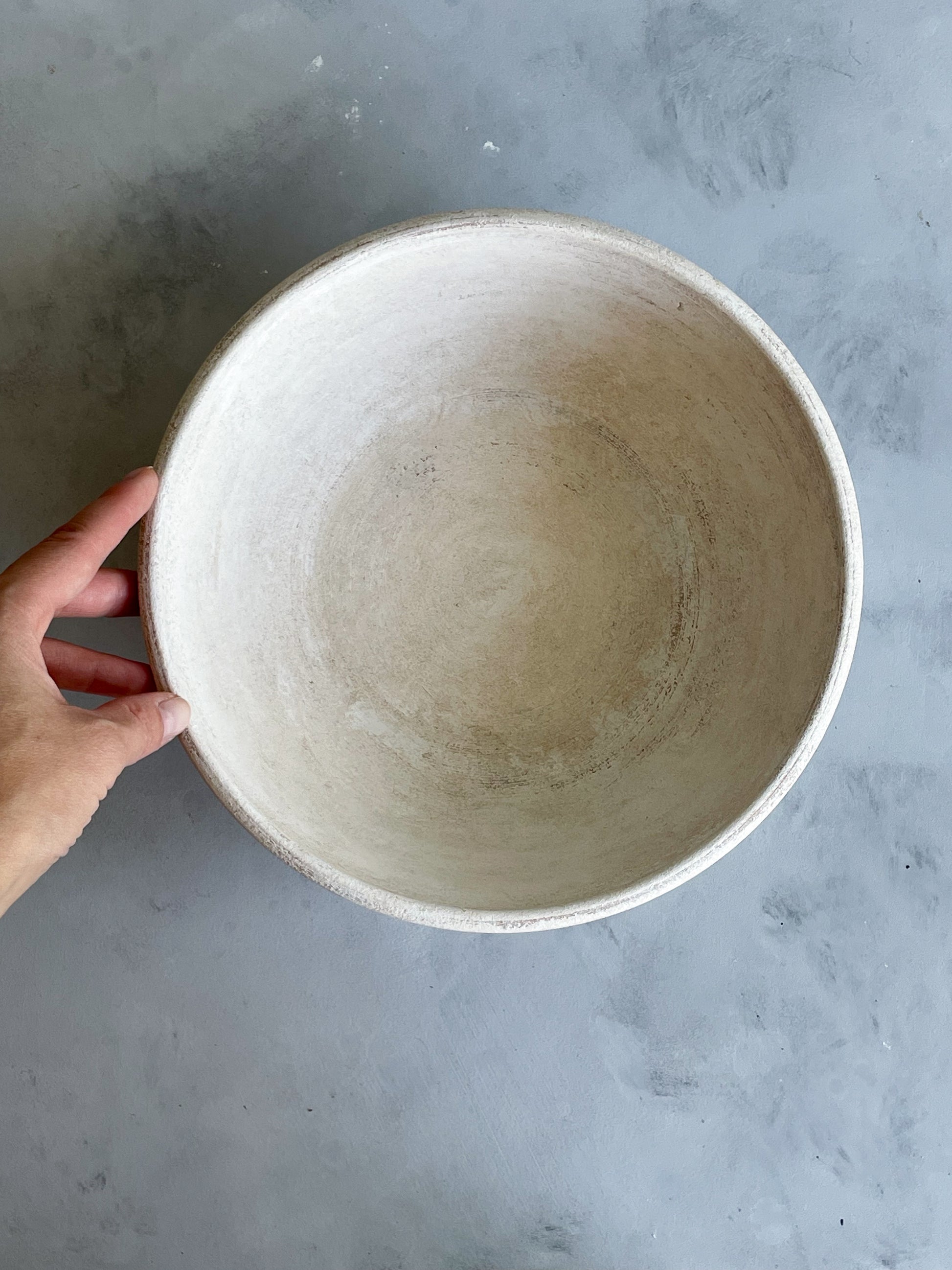 Top view of the Milos Collection decorative bowl showing its textured surface.