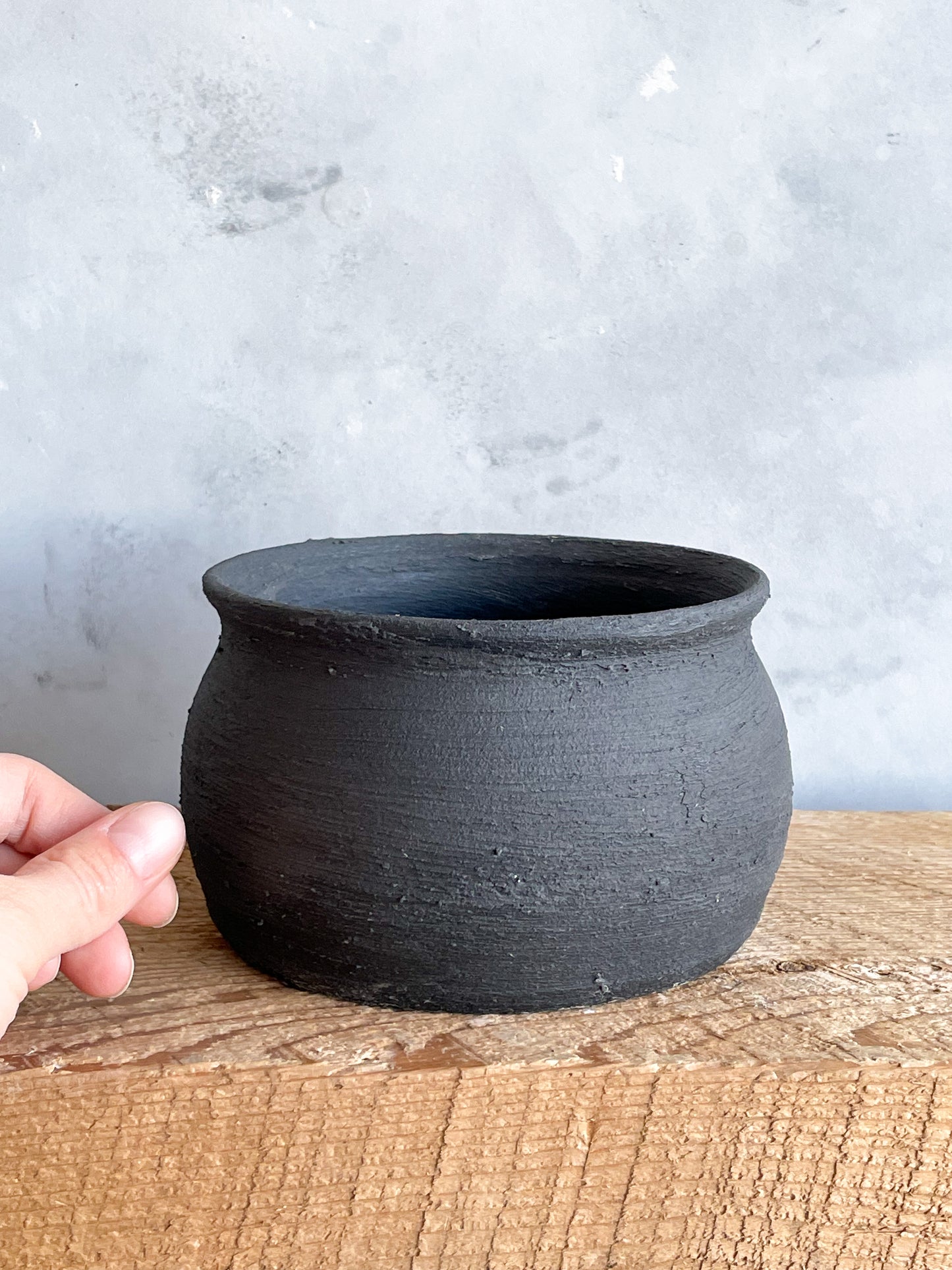 midnight| rustic black textured planter vase 18