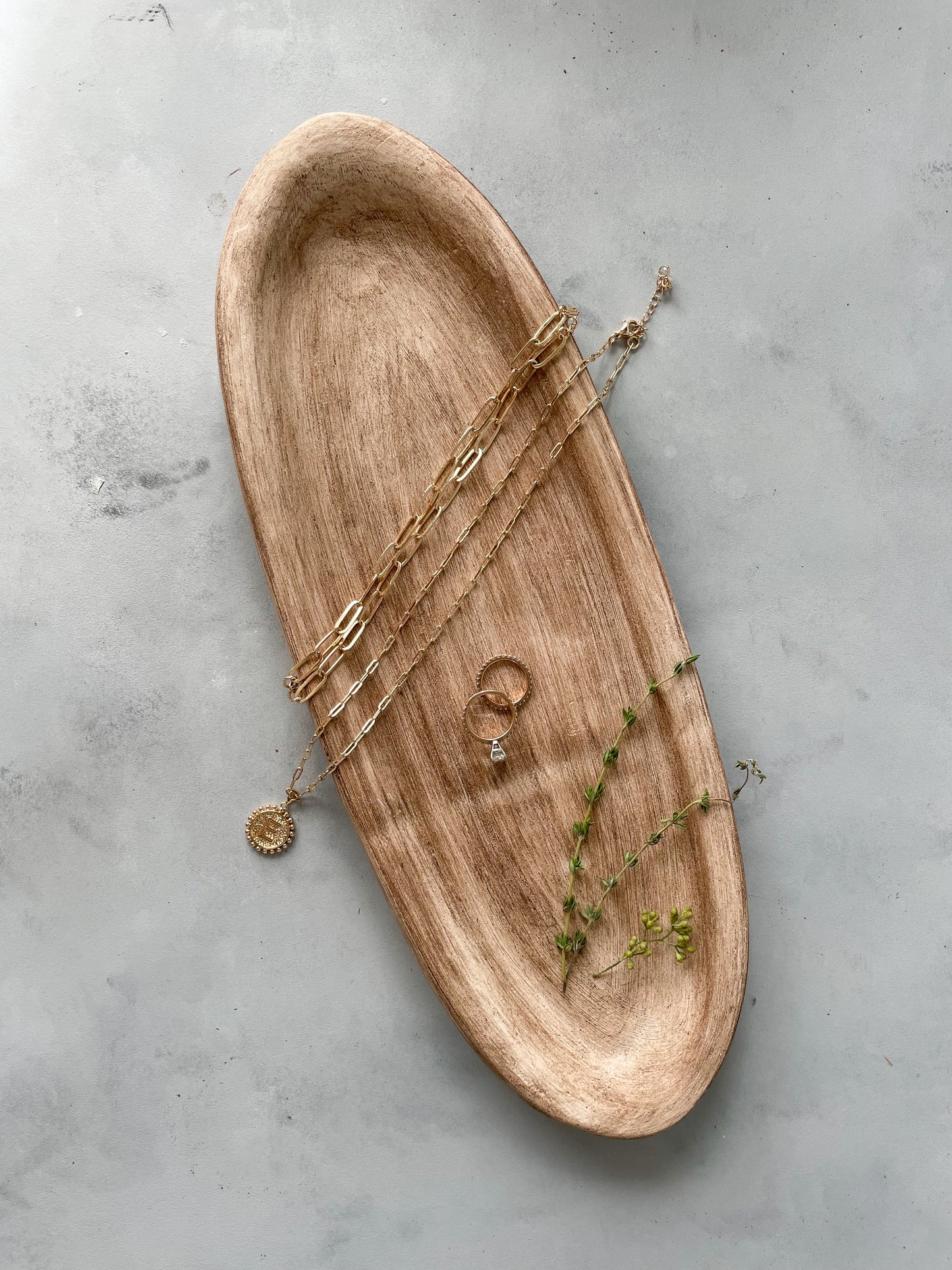 Jewelry Displayed on Rustic Tray – Elegant Home Decor