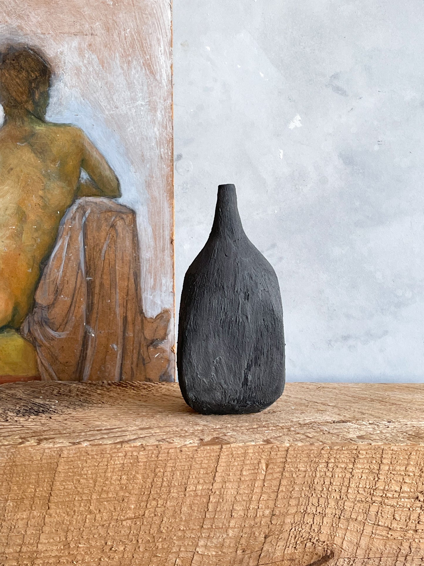 midnight| raged black textured decorative bud vase 19