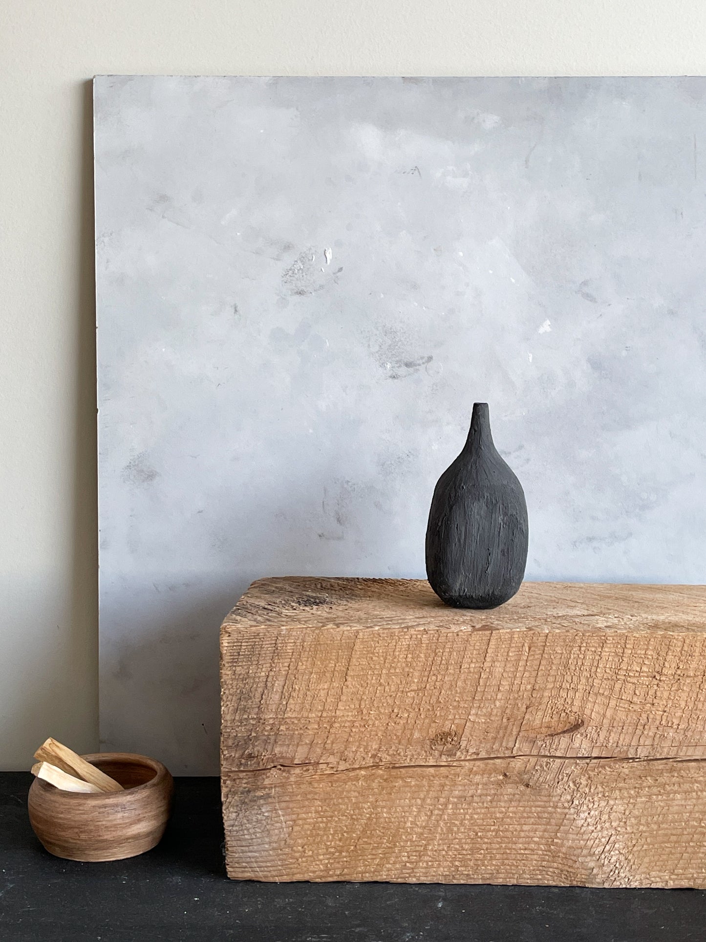 midnight| raged black textured decorative bud vase 19