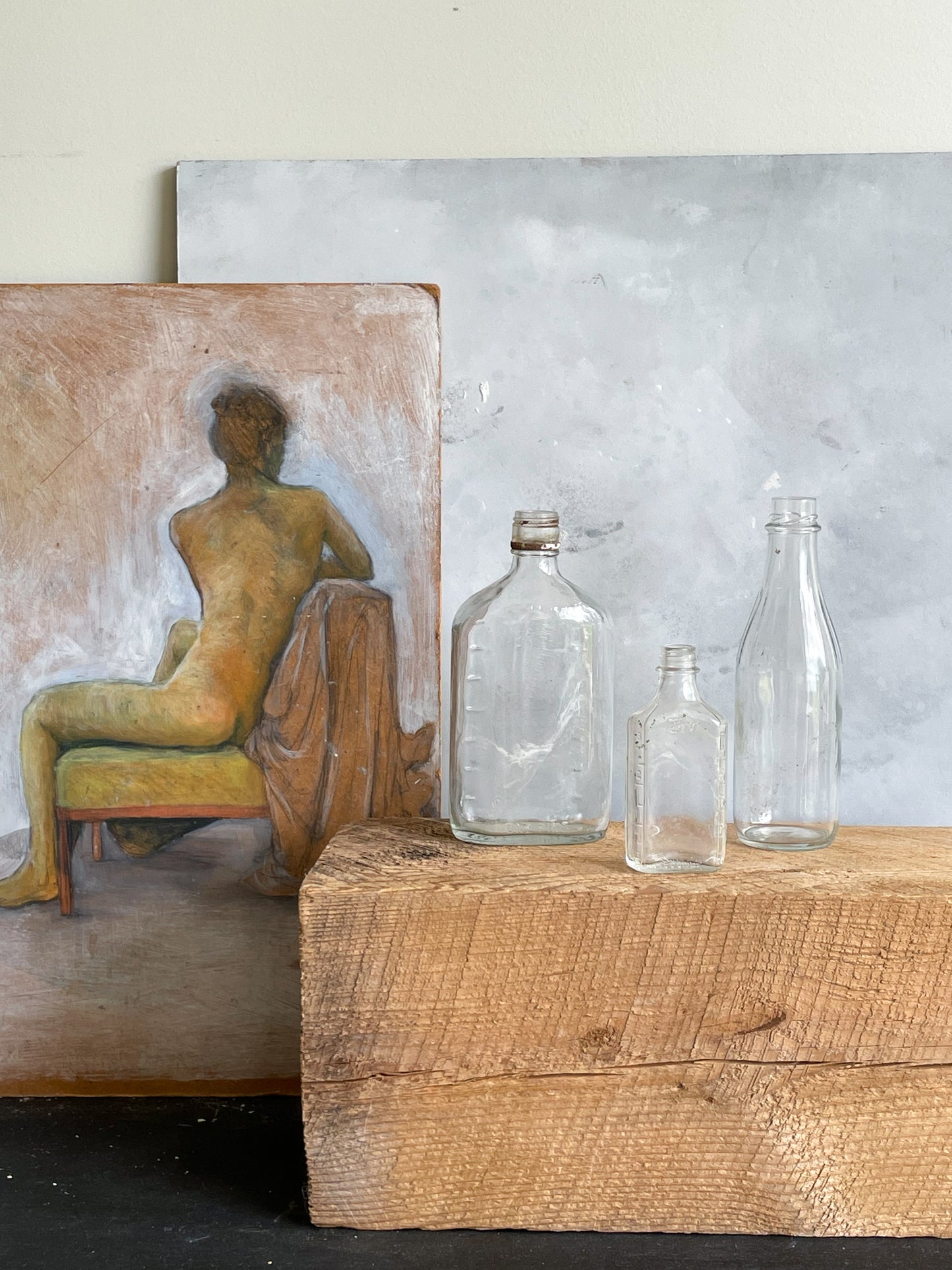 antique clear glass bottles | set 6