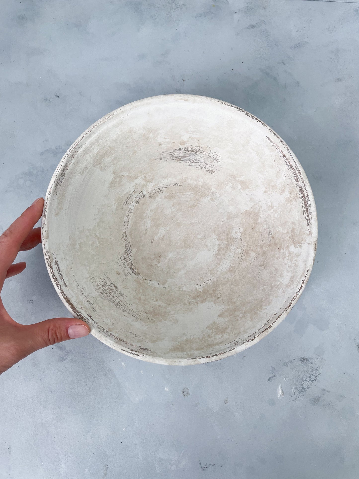 milos| aged white textured decorative large bowl 02